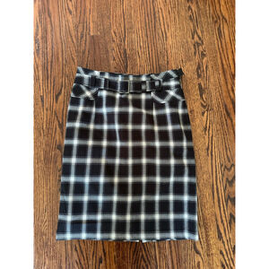 Women's Dalia Collection Size 10 Black White Plaid Pencil Skirt